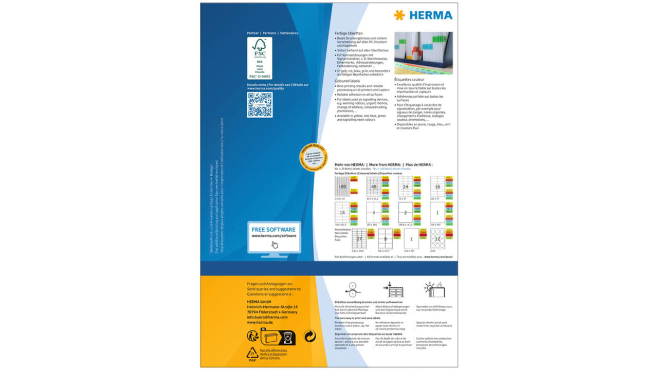Etiket HERMA 4406 70x37mm geel 2400stuks