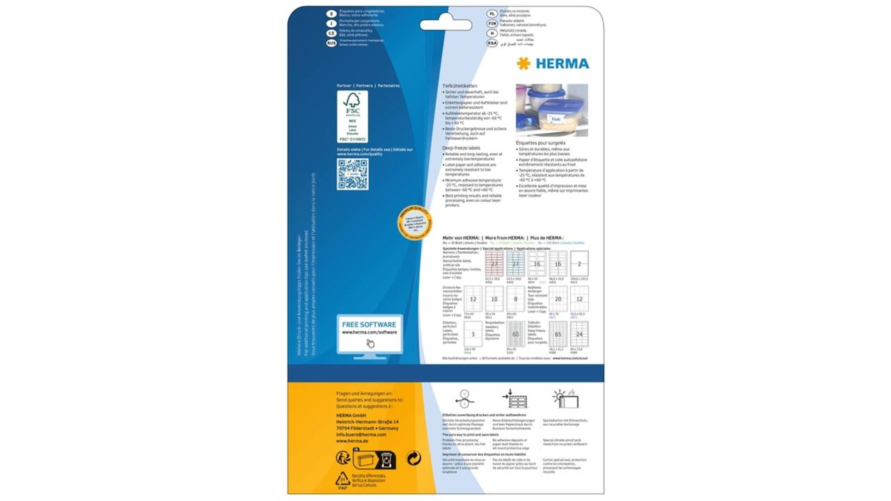 Etiket HERMA 4389 66x33.8mm diepvries wit 600stuks
