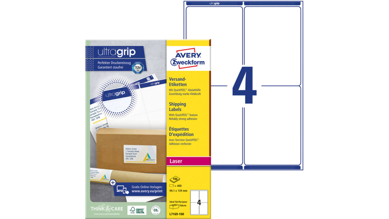 Etiket Avery L7169-100 99.1x139mm 400stuks wit
