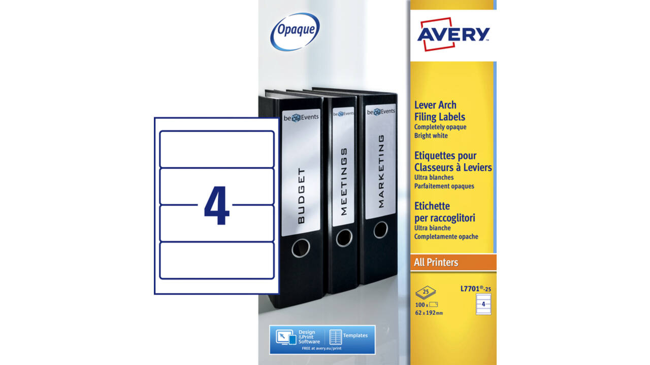 Rugetiket Avery breed 62x192mm zelfklevend wit