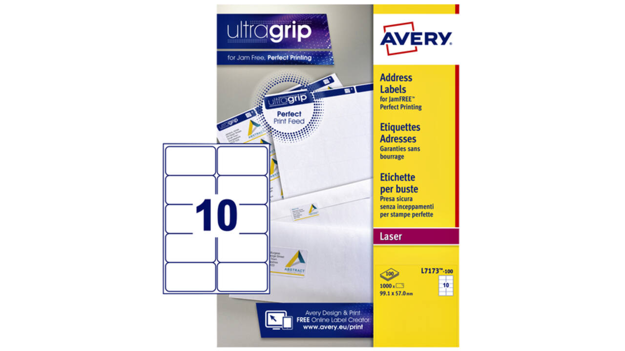 Etiket Avery L7173-100 99.1x57mm wit 1000stuks