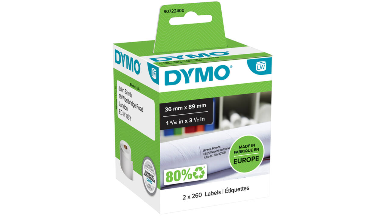 Etiket Dymo LabelWriter adressering 36x89mm 2 rollen á 260 stuks wit