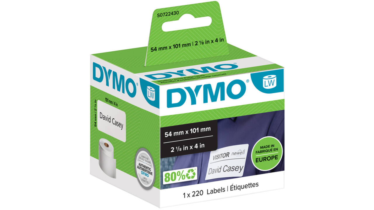 Etiket Dymo LabelWriter naamkaart 54x101mm 1 rol á 220 stuks wit