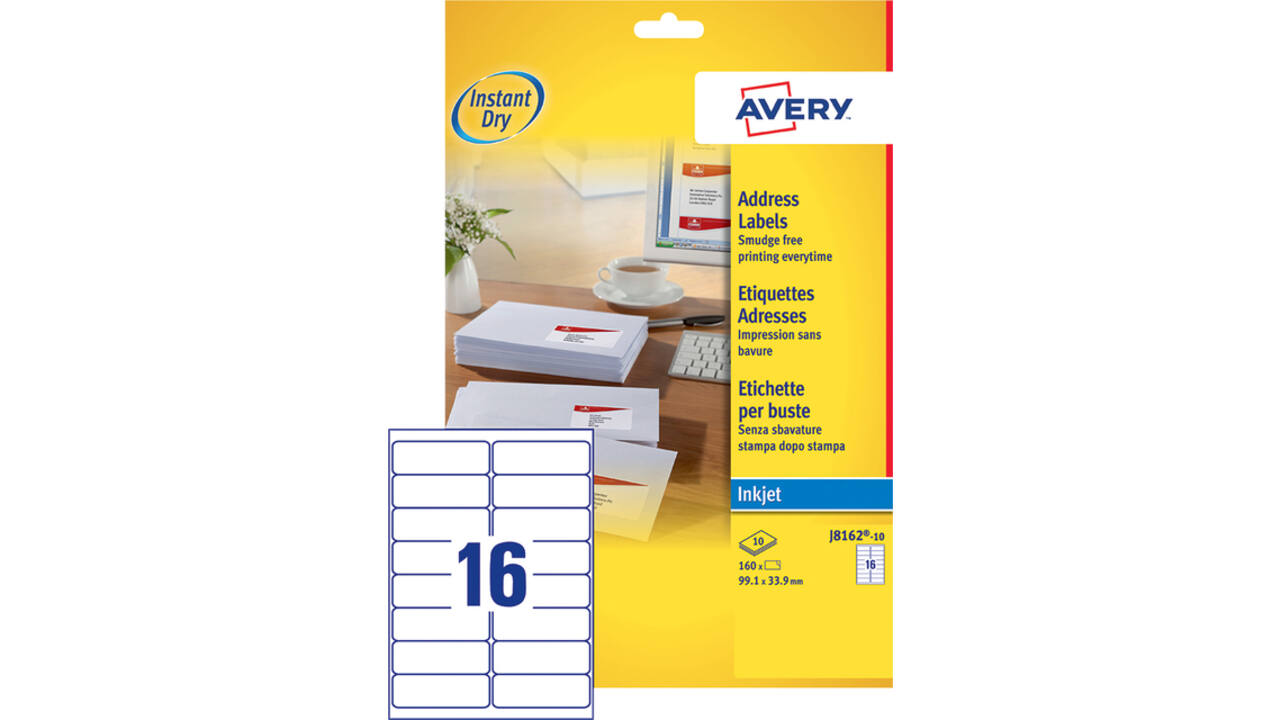Etiket Avery J8162-100 99.1x33.9mm wit 1600stuks