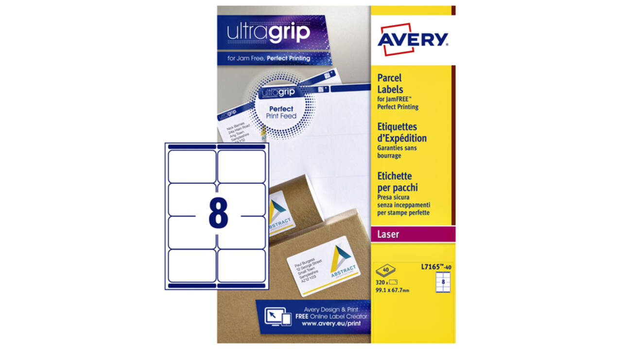 Etiket Avery L7165-40 99.1x67.7mm wit 320stuks