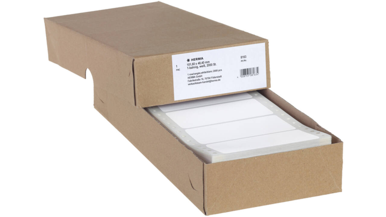 Etiket HERMA 8163 101.6x48.4mm 1-baans wit 2000stuks