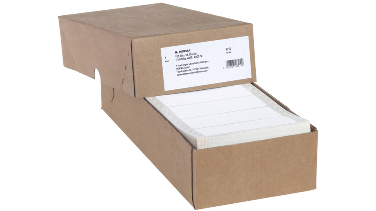 Etiket HERMA 8212 101.6x35.7mm 1-baans wit 4000stuks