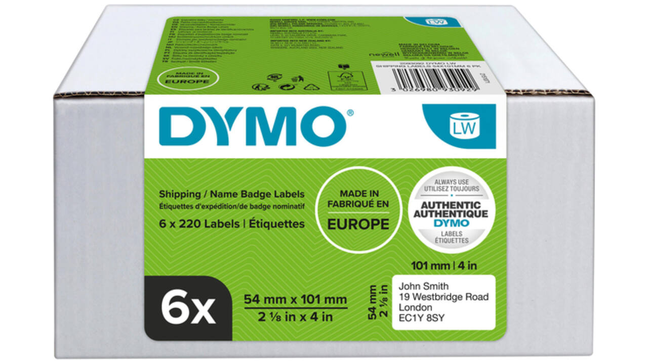 Etiket Dymo LabelWriter naamkaart 54x101mm 6 rollen á 220 stuks wit
