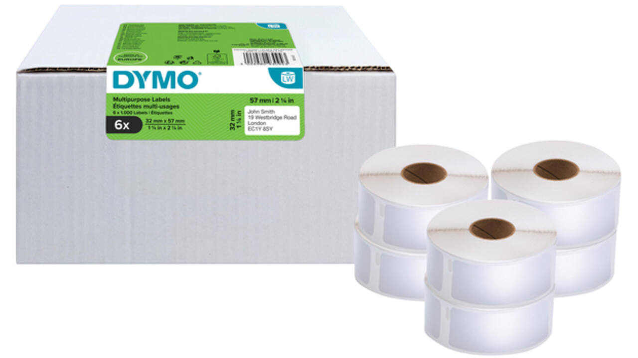 Etiket Dymo LabelWriter multifunctioneel 32x57mm 6 rollen á 1000 stuks wit