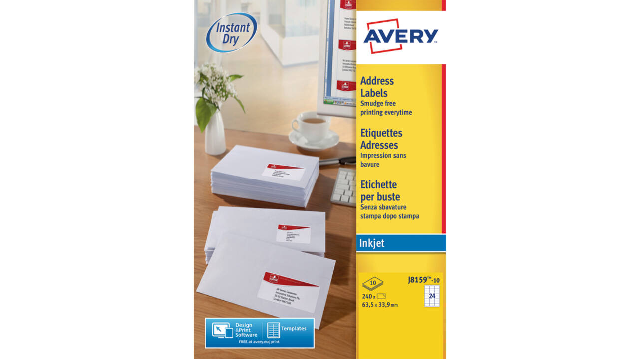 Etiket Avery J8159-10 63.5x33.9mm wit 240stuks