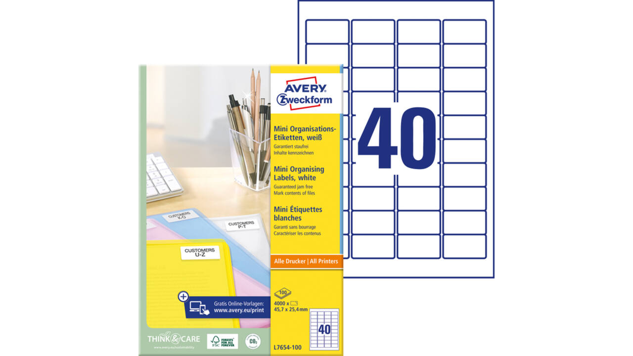 Etiket Avery L7654-100 45.7x25.4mm wit 4000stuks