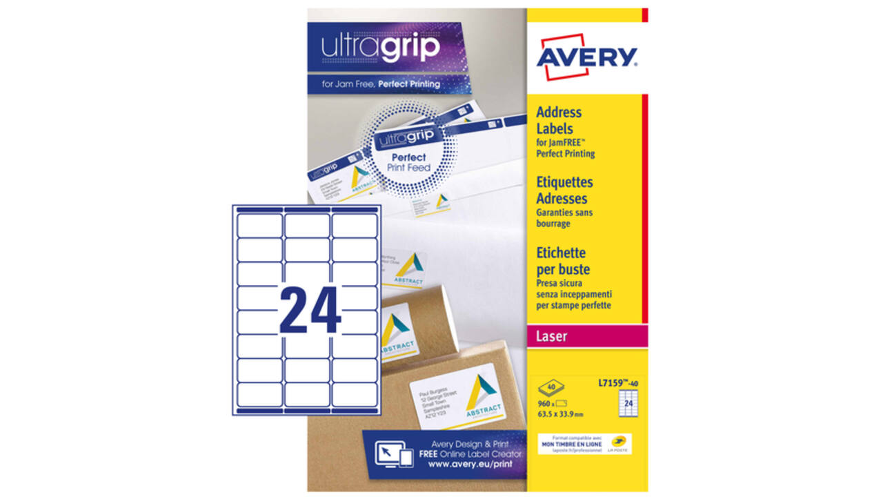 Etiket Avery L7159-40 63.5x33.9mm wit 960stuks
