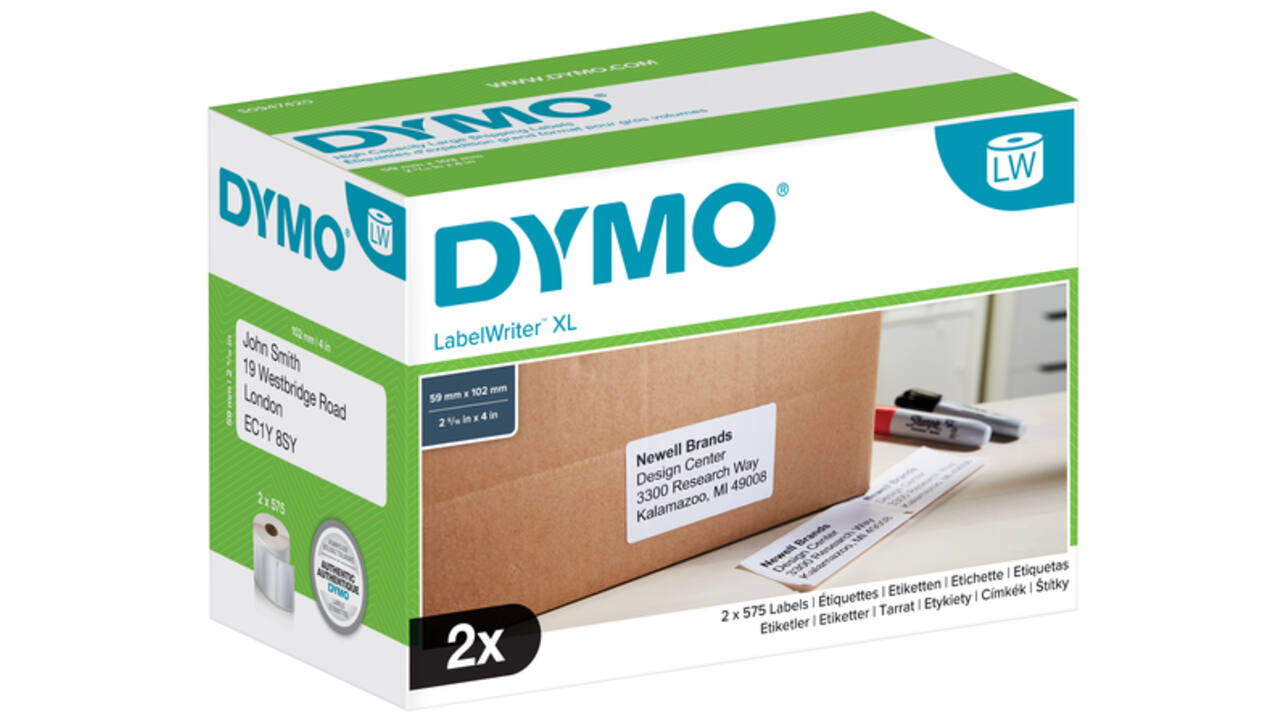 Etiket Dymo LabelWriter 5XL verzendlabel 59x102mm 2 rollen á 575 stuks wit