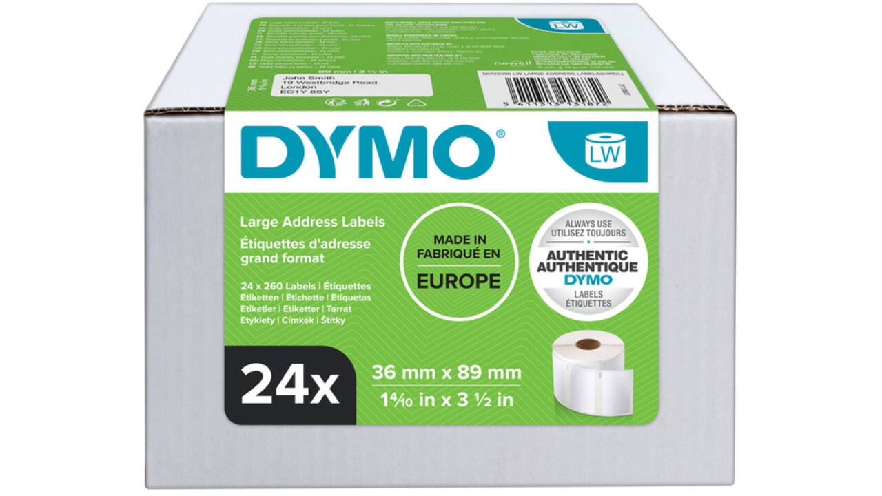 Etiket Dymo LabelWriter adressering 36x89mm 24 rollen á 260 stuks wit