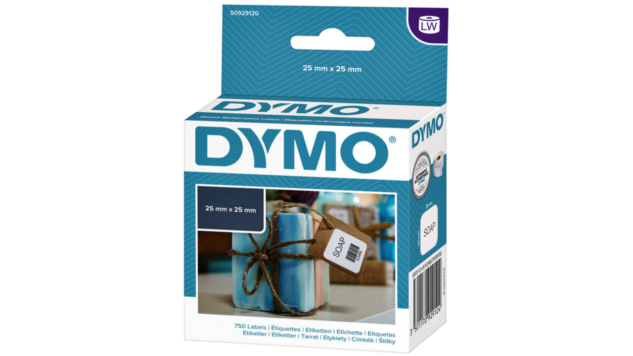 Etiket Dymo LabelWriter multifunctioneel 25x25mm 1 rol á 750 stuks wit