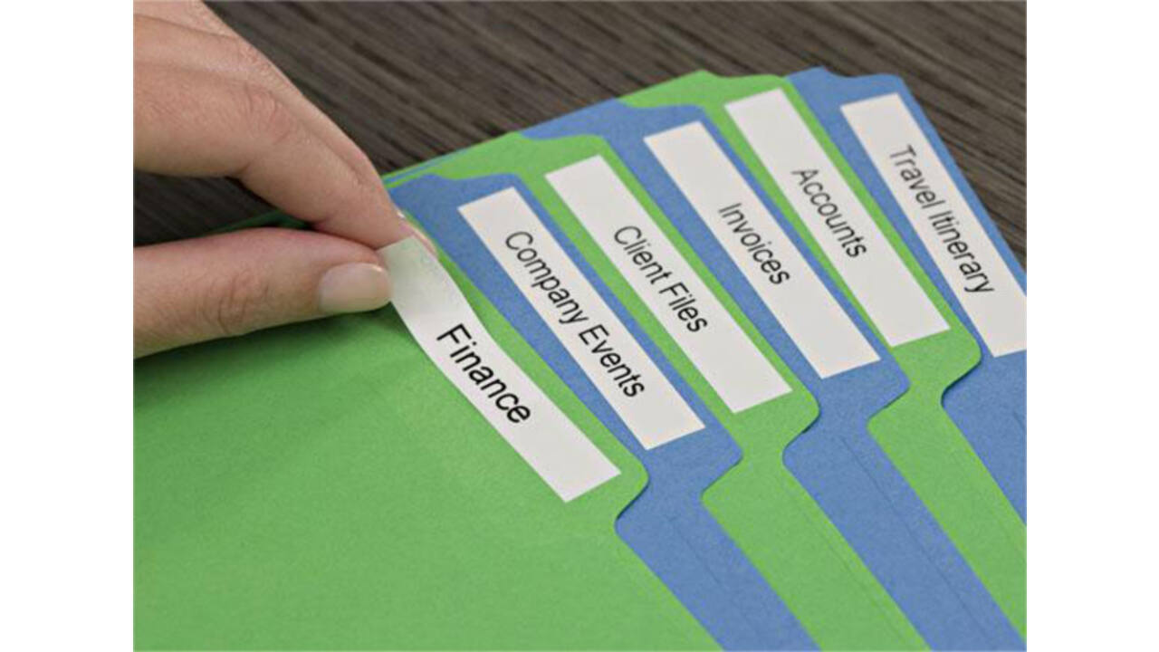 Labeltape Dymo LabelManager D1 polyester 12mm zwart op wit 10 stuks