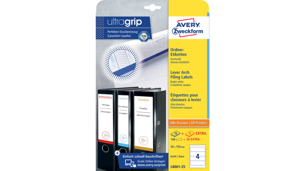 Rugetiket Avery Zweckform breed 59x192mm zelfklevend wit