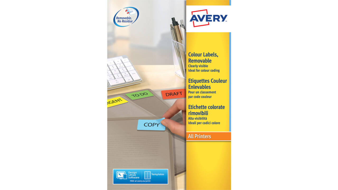 Etiket Avery L6041-20 45.7x21.2mm geel 960stuks