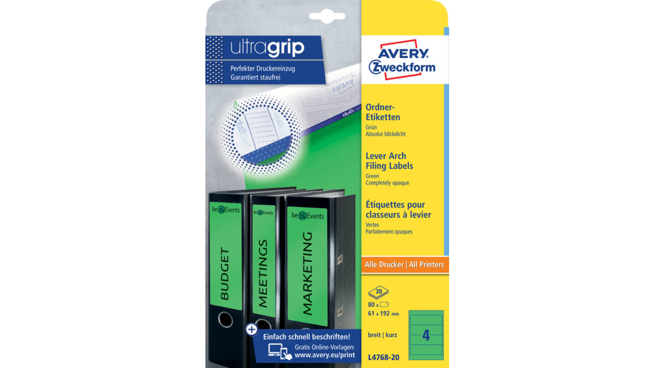 Rugetiket Avery breed 61x192mm zelfklevend groen