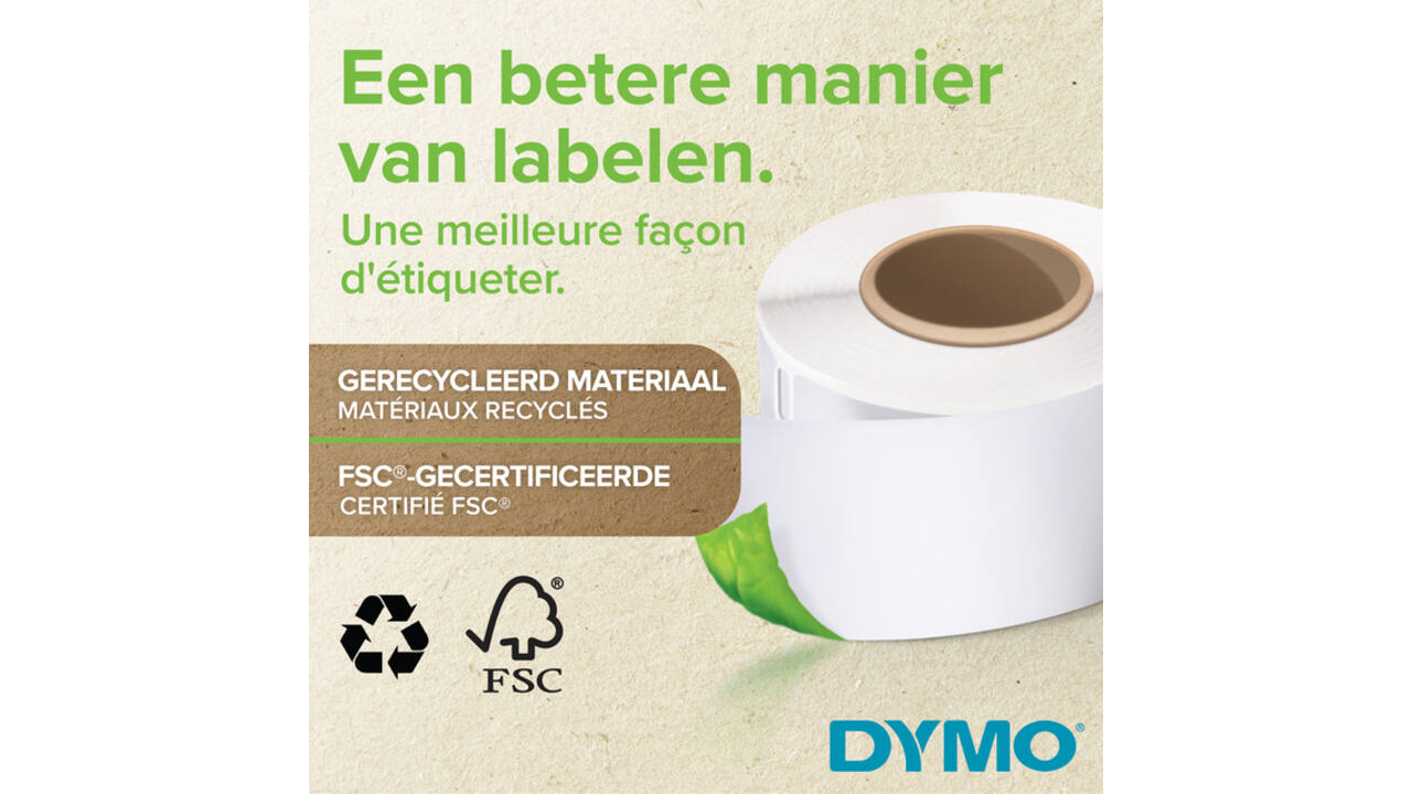 Etiket Dymo LabelWriter industrieel 25x25mm 2 rollen á 850 stuks wit