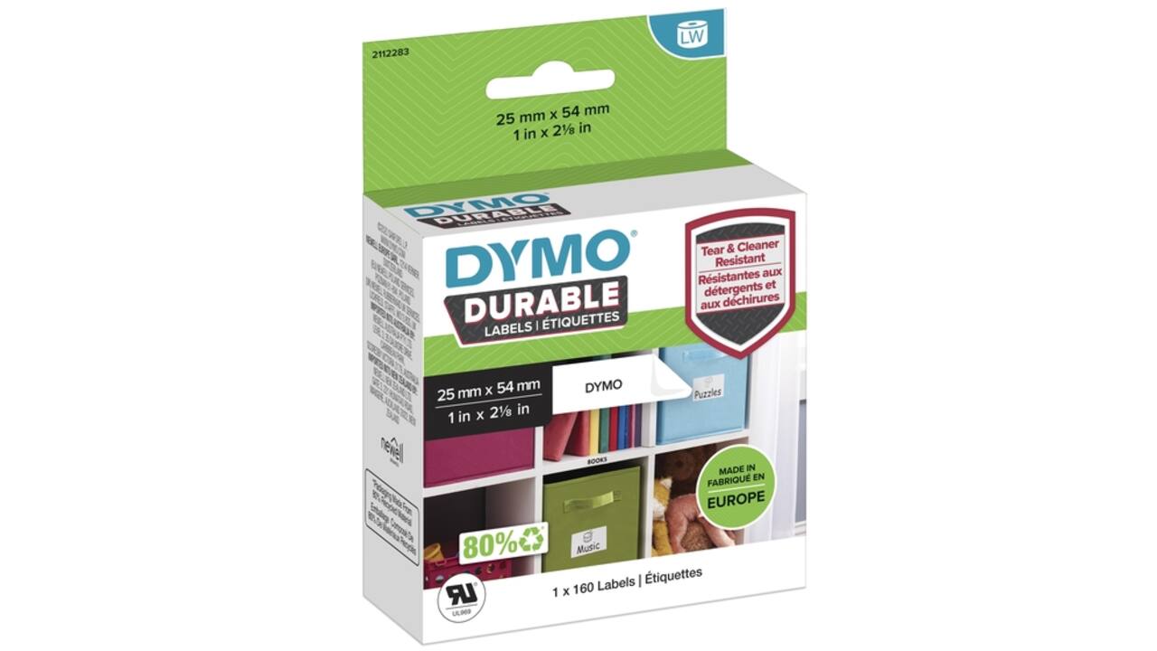 Etiket Dymo LabelWriter industrieel 25x54mm 1 rol á 160 stuks wit