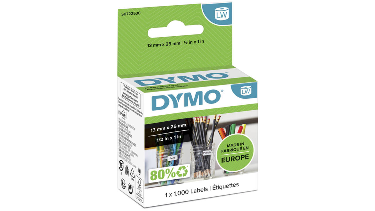 Etiket Dymo LabelWriter multifunctioneel 13x25mm 1 rol á 1000 stuks wit