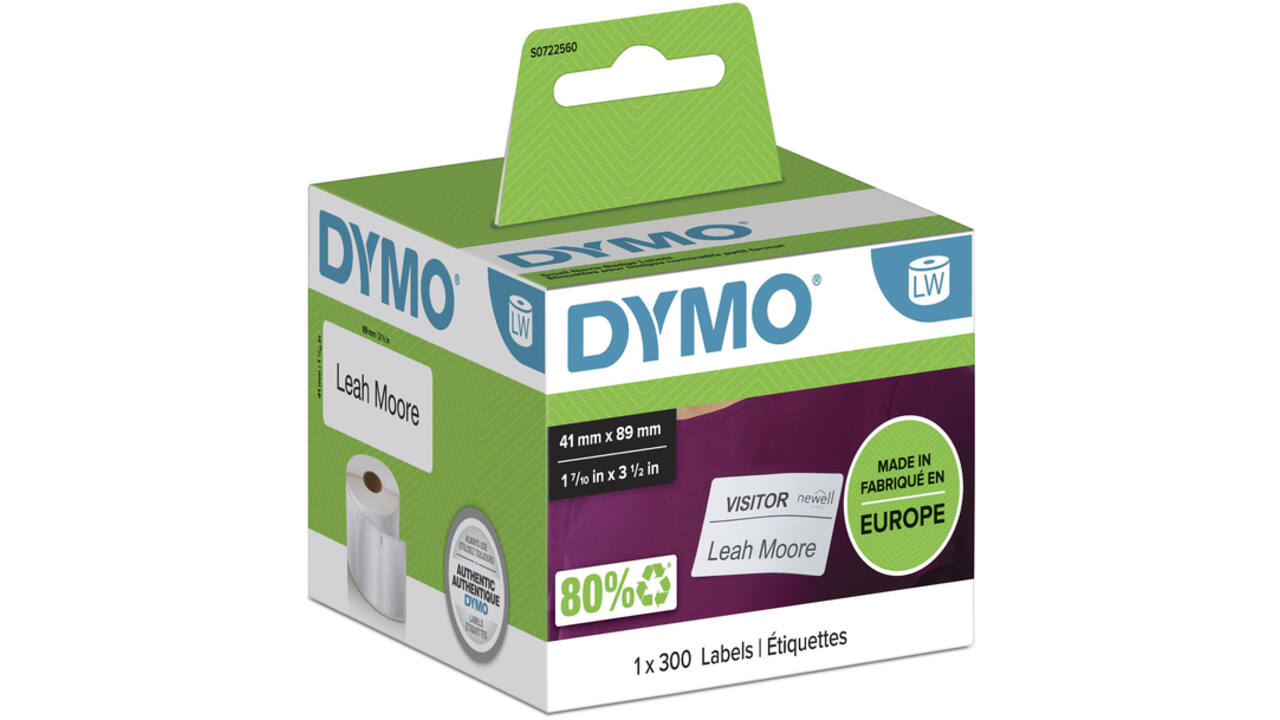 Etiket Dymo LabelWriter naamkaart 41x89mm 1 rol á 300 stuks wit