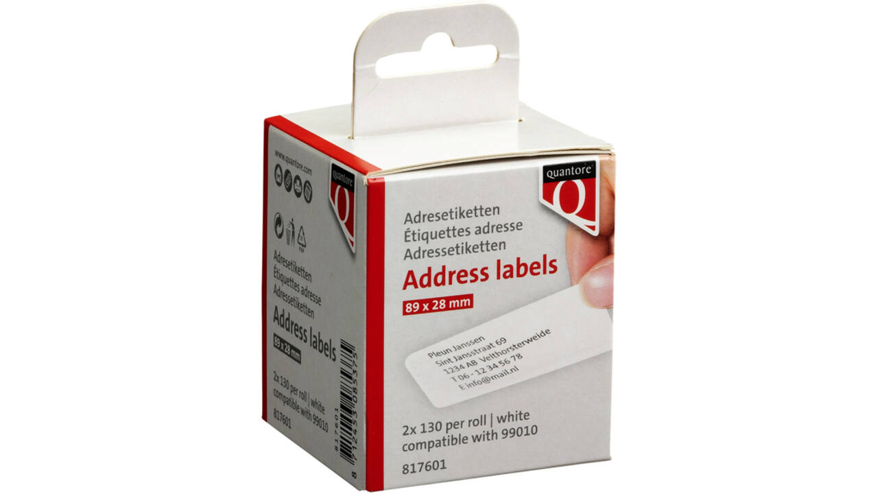 Labeletiket Quantore 99010 89x28mm adres wit
