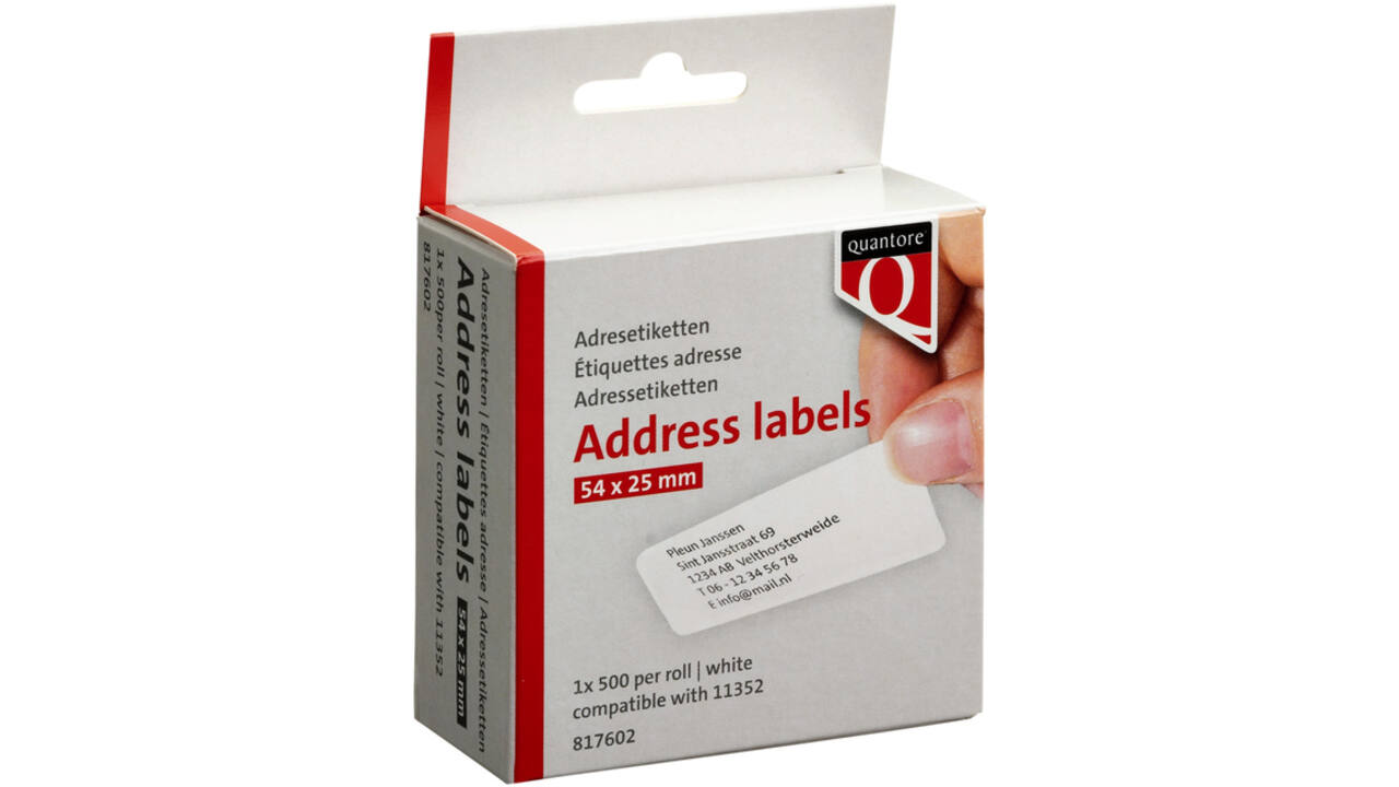 Labeletiket Quantore 11352 54x25mm retour wit