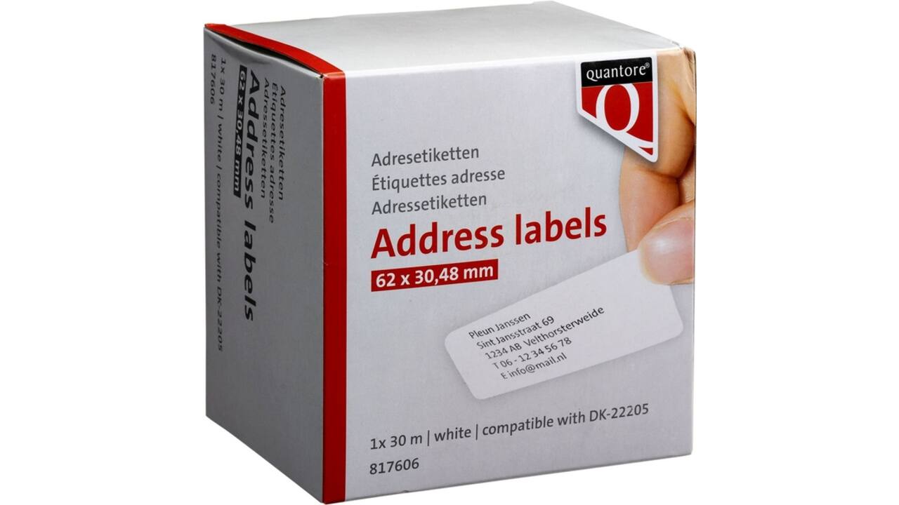 Labeletiket Quantore DK-22205 62x30.48mm wit