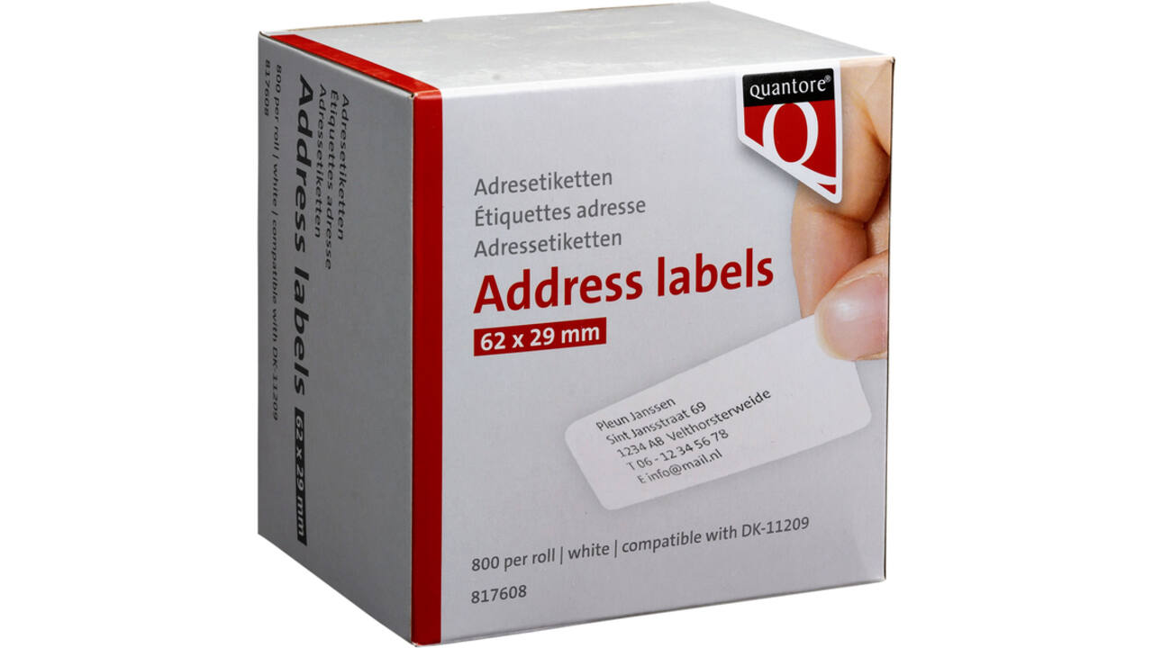 Labeletiket Quantore DK-11209 29x62mm adres wit