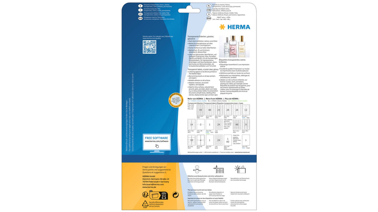 Etiket HERMA 8023 40mm rond transparant 600 stuks
