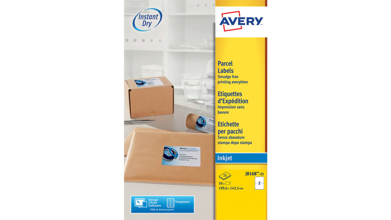 Etiket Avery J8168-25 199.6x143.5mm wit 50stuks