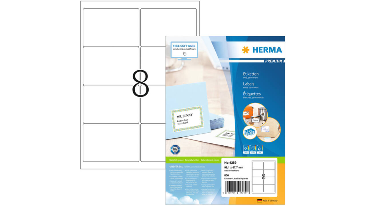 Etiket HERMA 4269 99.1x67.7mm premium wit 800stuks