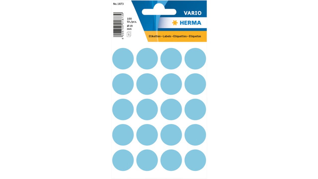 Etiket HERMA 1873 rond 19mm blauw 100stuks
