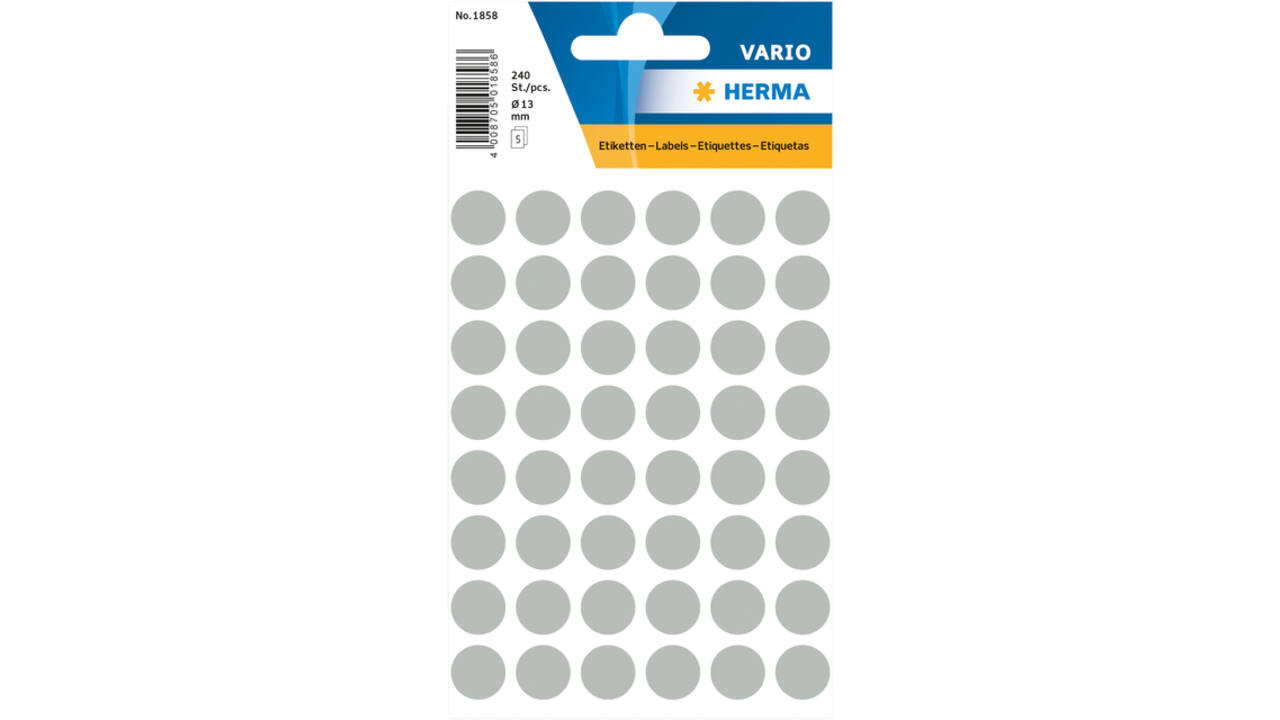 Etiket HERMA 1858 rond 13mm grijs 240stuks