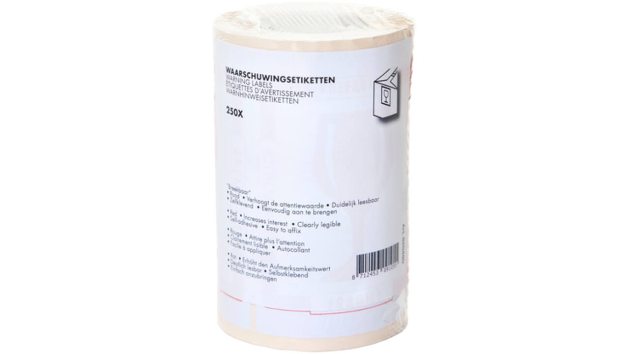 Waarschuwingsetiket IEZZY breekbaar 80mmx100m rood