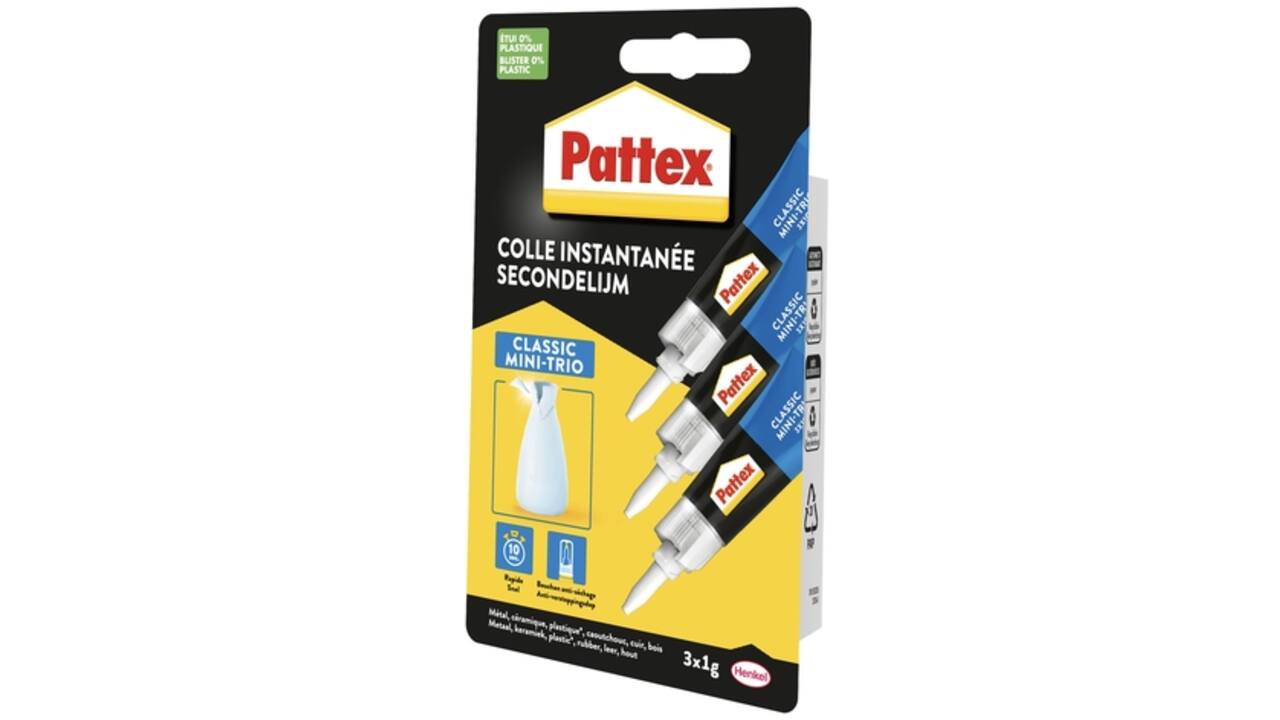 Secondelijm Pattex Classic mini trio tube 3x1gram op blister