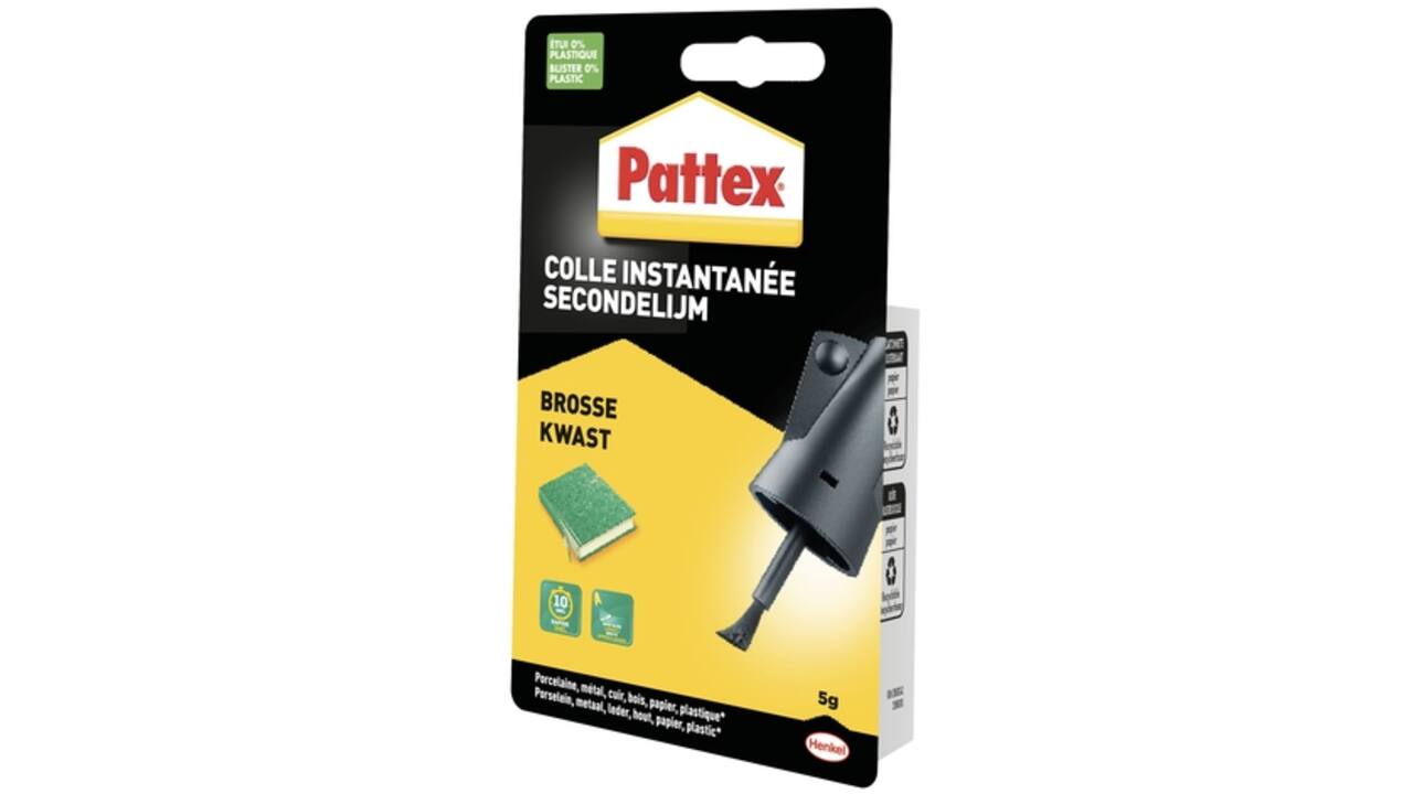 Secondelijm Pattex met kwast flacon 5gram op blister