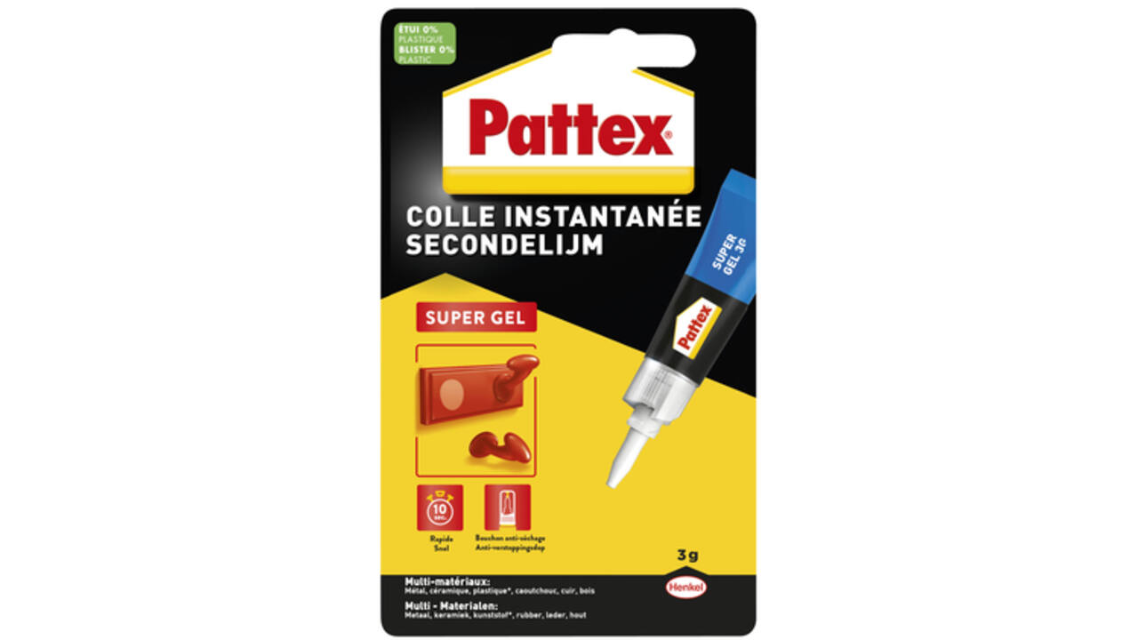 Secondelijm Pattex super gel tube 3gram op blister