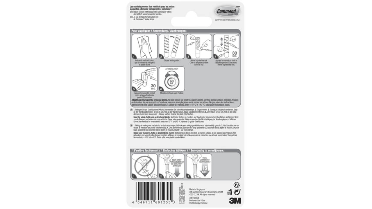 Haak Command mini inclusief bevestigingsstrip transparant 6 stuks
