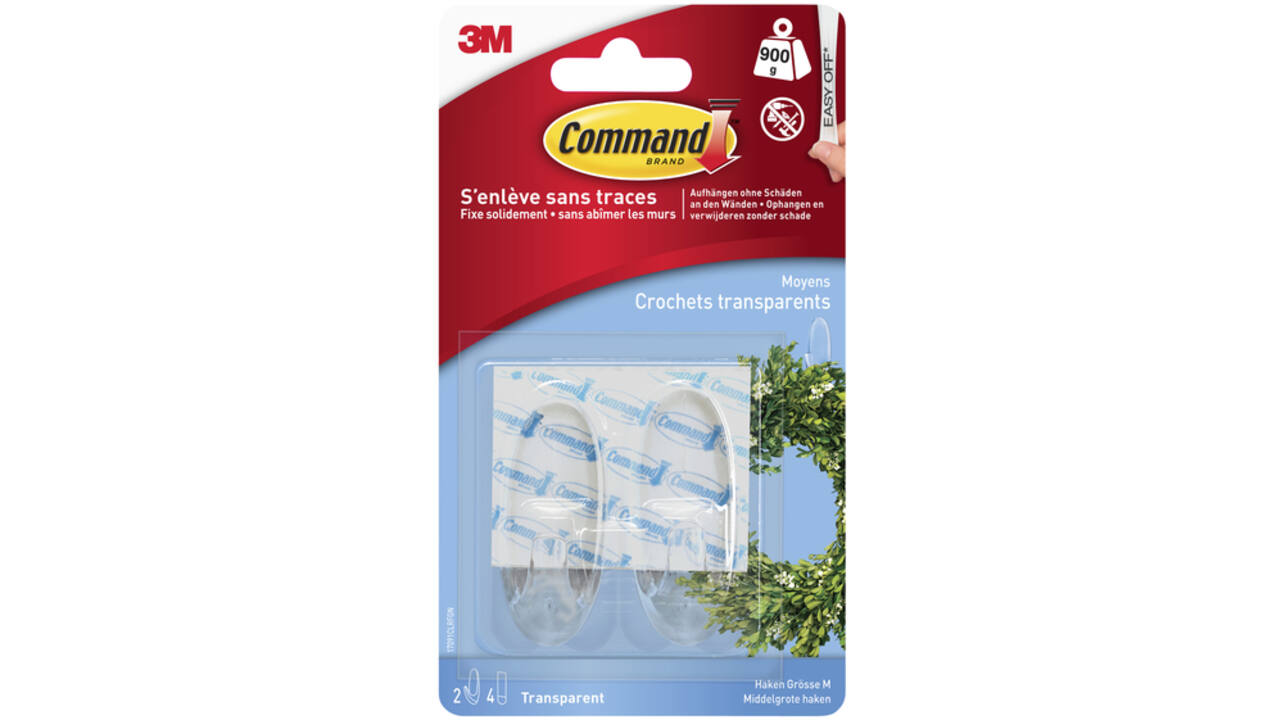 Haak Command middelgroot ovaal incl bevestigingsstrip 2 stuks