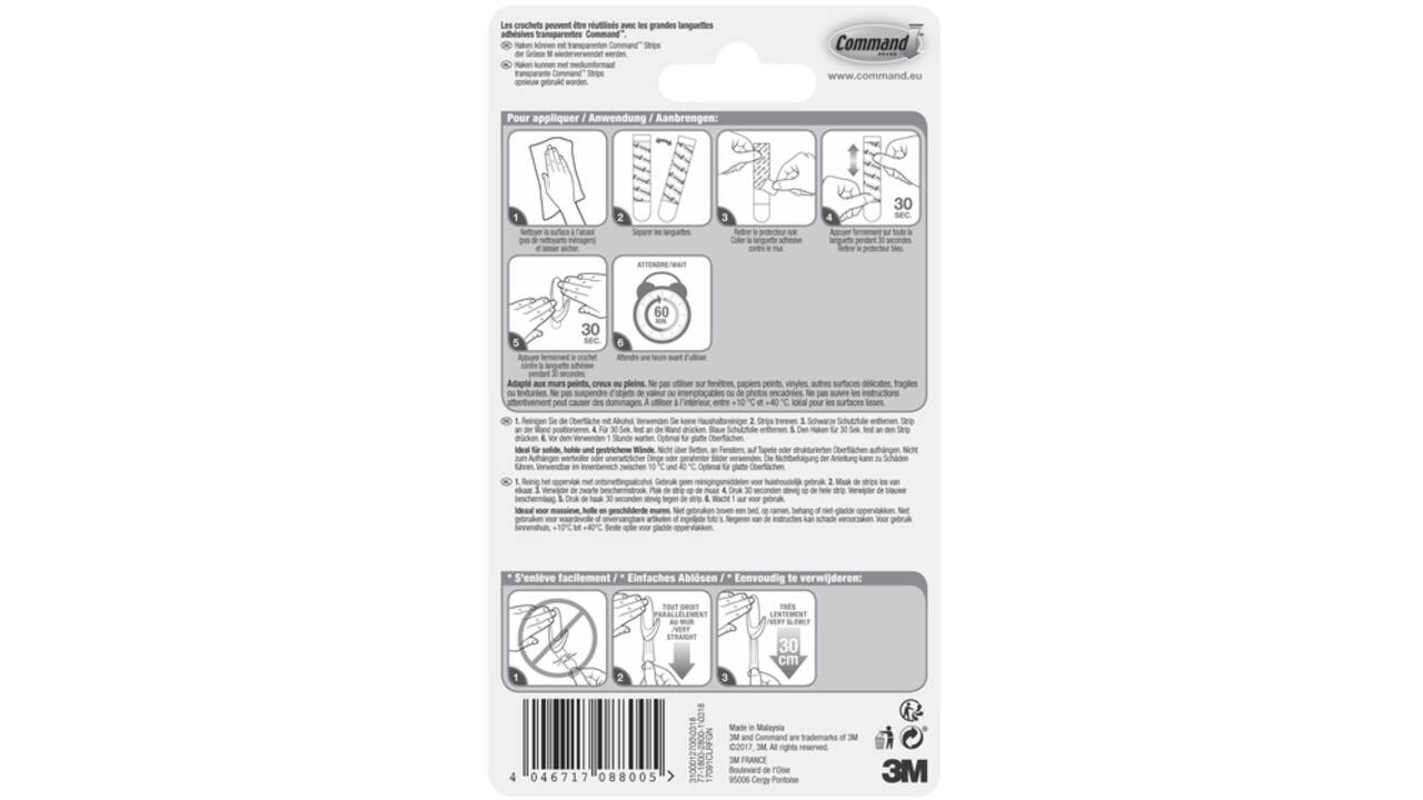 Haak Command middelgroot ovaal incl bevestigingsstrip 2 stuks