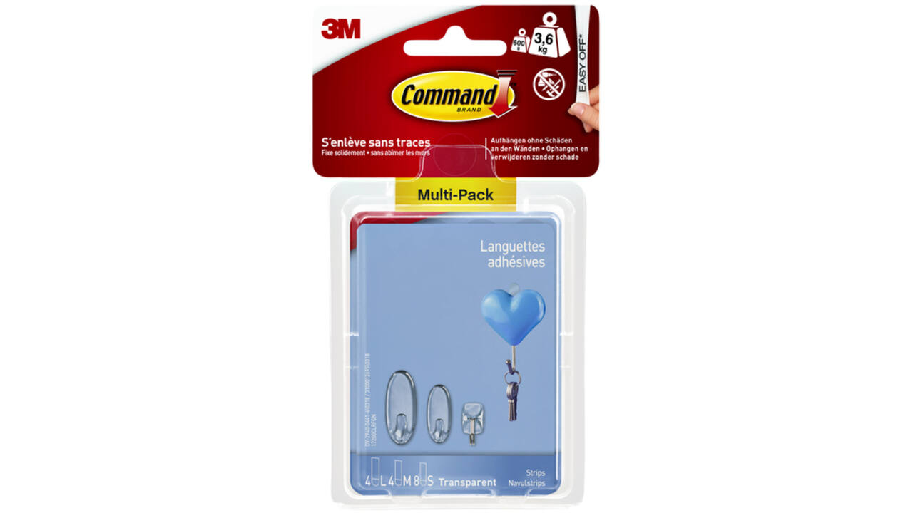 Bevestigingsstrip Command 16 stuks transparant