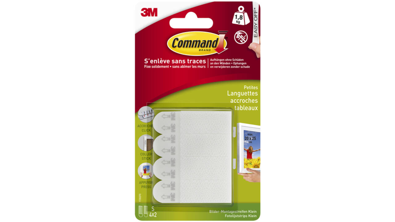 Bevestigingsstrip Command klik vast klein 1,8kg wit