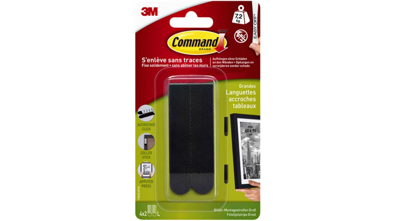 Bevestigingsstrip Command groot klik vast 7,2kg zwart