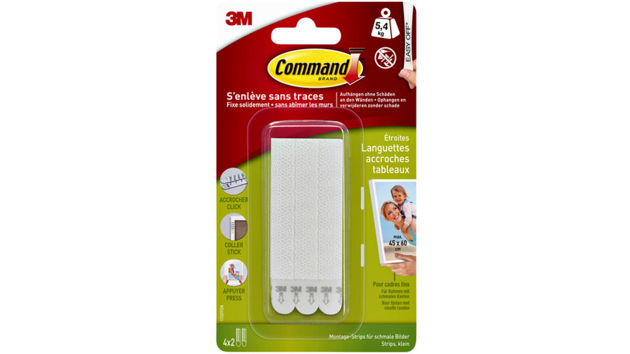 Bevestigingsstrip Command klik vast smal 5,4kg wit