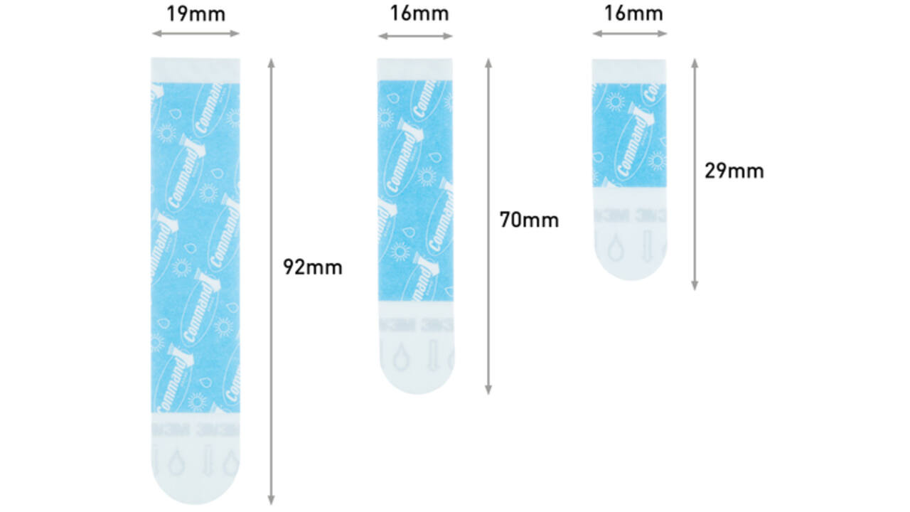 Bevestigingsstrip Command waterbestendig 16 stuks assorti