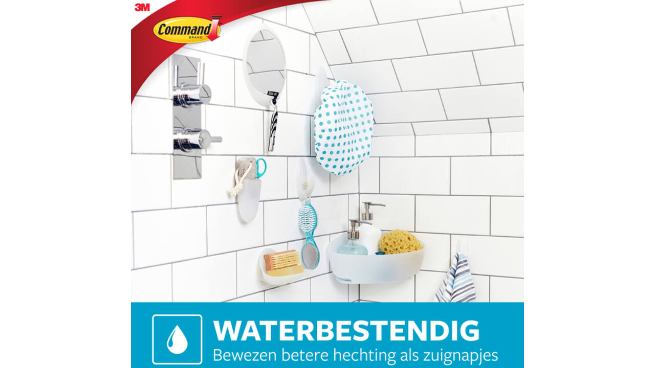 Bevestigingsstrip Command waterbestendig 16 stuks assorti