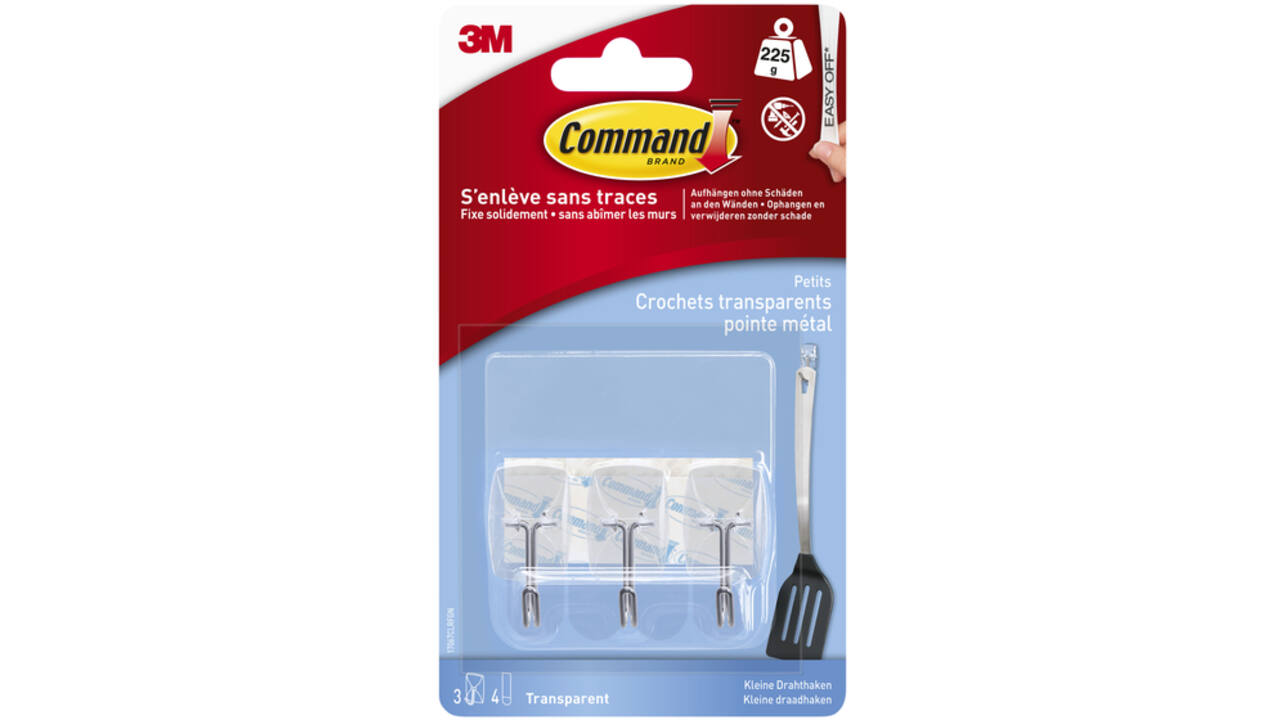 Keukenhaak Command kunststof transparant incl bevestigingsstrip